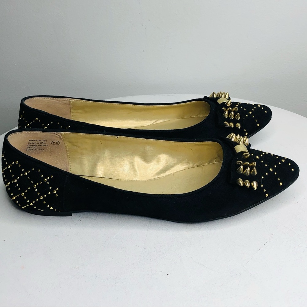 Naughty Monkey black and gold metal spike Flats SZ 9.5. RR1 - Picture 3 of 9